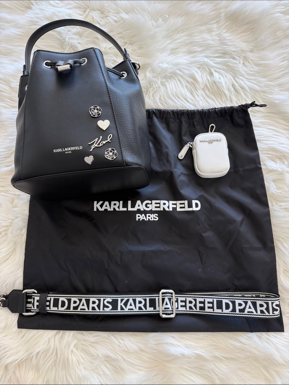 Karl Lagerfeld Small Paris Adele Bucket Bag and Coin Purse Bundle - NWOT